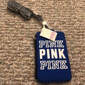 PINK lanyard wallet keychain ID holder